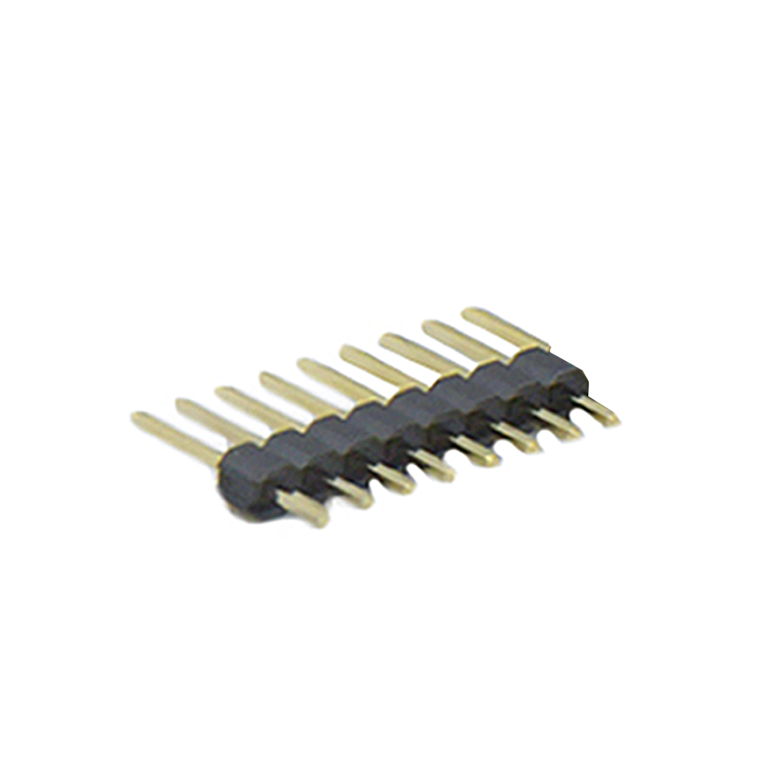 PH2541 排针连接器 Pitch 2.54mm 180° 单排 DIP 单塑 排针 L=11.5MM 1X09Pin 黑色 PA6T，94V-0 镀全金G/F