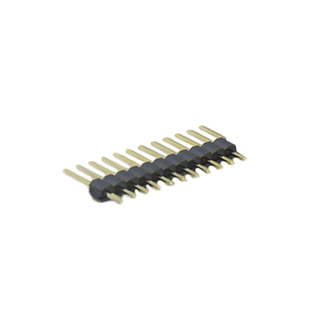 PH2541 排针连接器 Pitch 2.54mm 180° 单排 DIP 单塑 排针 L=11.5MM 1X11Pin 黑色 PA6T，94V-0 镀全金G/F