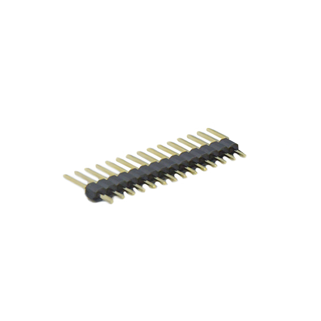 PH2541 排针连接器 Pitch 2.54mm 180° 单排 DIP 单塑 排针 L=11.5MM 1X14Pin 黑色 PA6T，94V-0 镀全金G/F