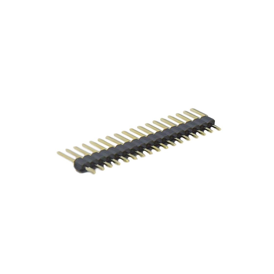 PH2541 排针连接器 Pitch 2.54mm 180° 单排 DIP 单塑 排针 L=11.5MM 1X17Pin 黑色 PA6T，94V-0 镀全金G/F