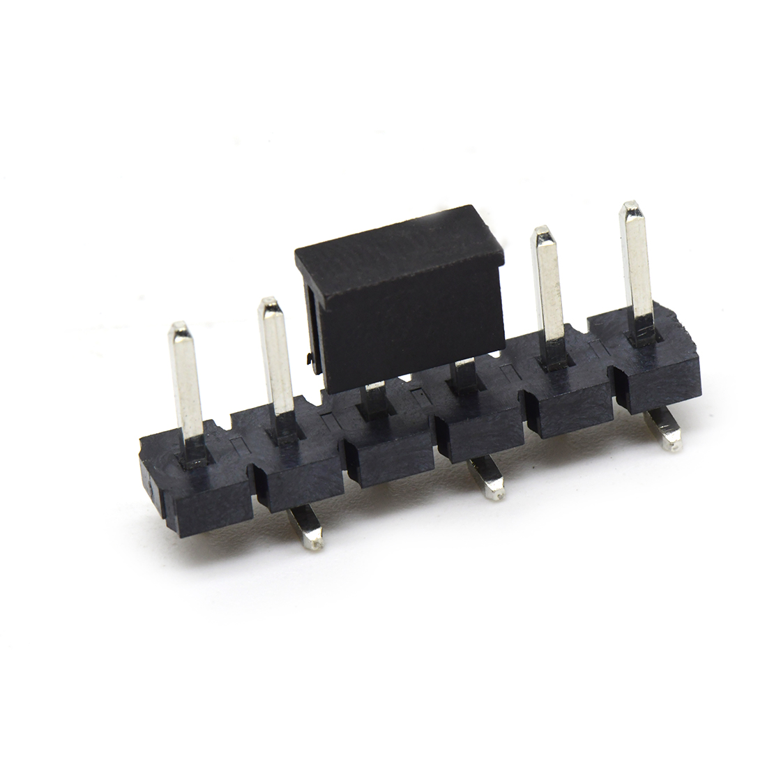 PH5081 排针连接器 Pitch 5.08mm 180° 单排针 CAP+SMT 第1P朝前 H2.5 PC8.64 6Pin 黑色 LCP，94V-0 镀雾锡