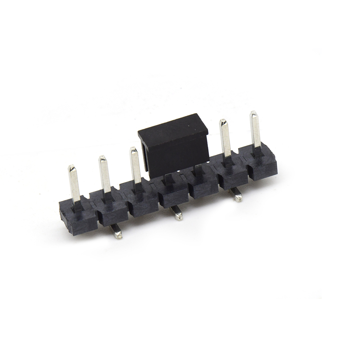 PH5081 排针连接器 Pitch 5.08mm 180° 单排针 CAP+SMT 第1P朝前 H2.5 PC8.64 7Pin 黑色 LCP，94V-0 镀雾锡