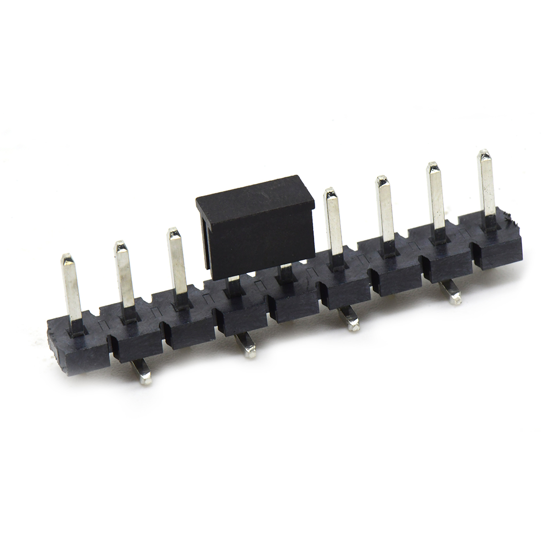 PH5081 排针连接器 Pitch 5.08mm 180° 单排针 CAP+SMT 第1P朝前 H2.5 PC8.64 9Pin 黑色 LCP，94V-0 镀雾锡