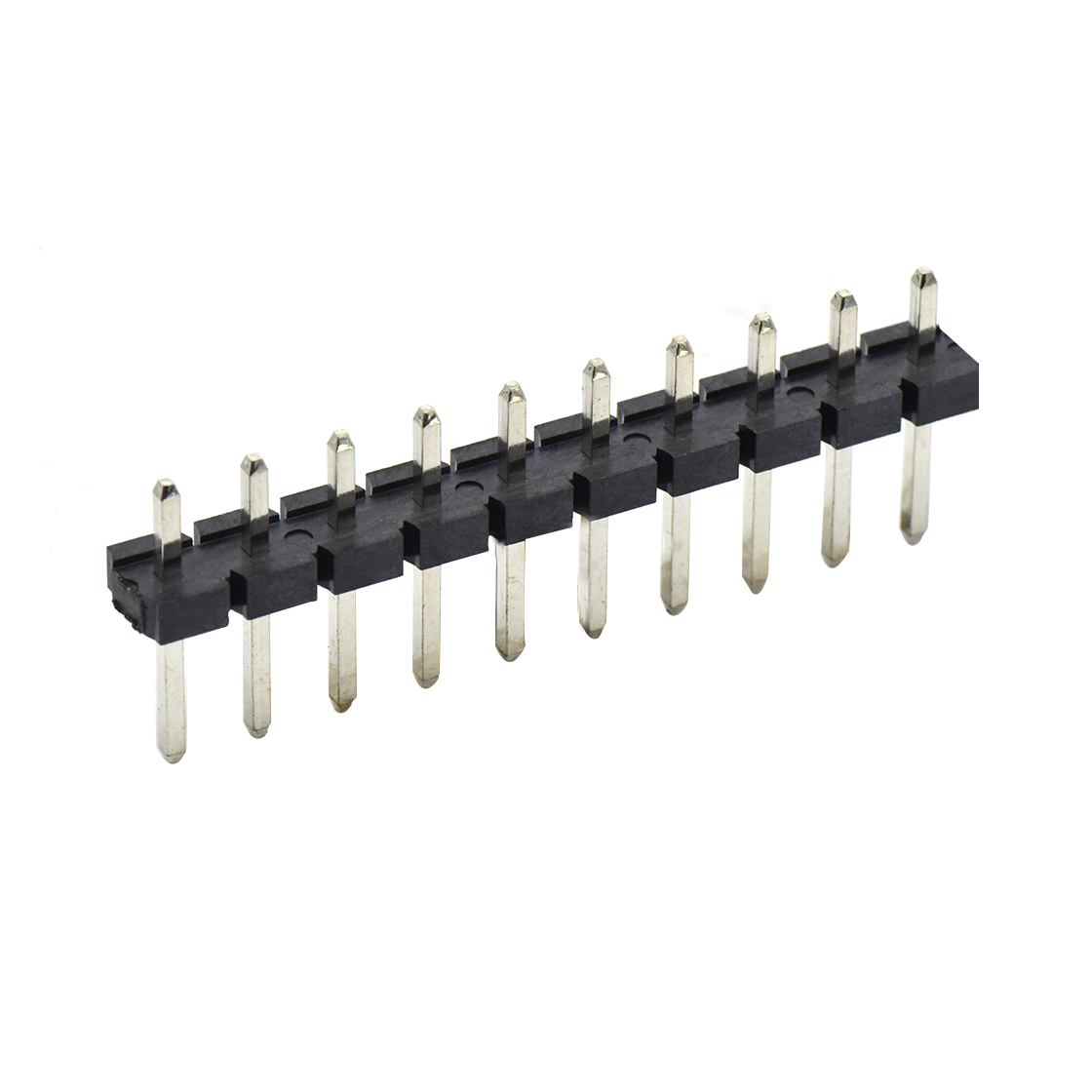 PH5081 排针连接器 Pitch 5.08mm 180° 单排针 DIP H2.5 PA8.8 PC2.9 L=14.2 10Pin 黑色 LCP，94V-0 镀雾锡