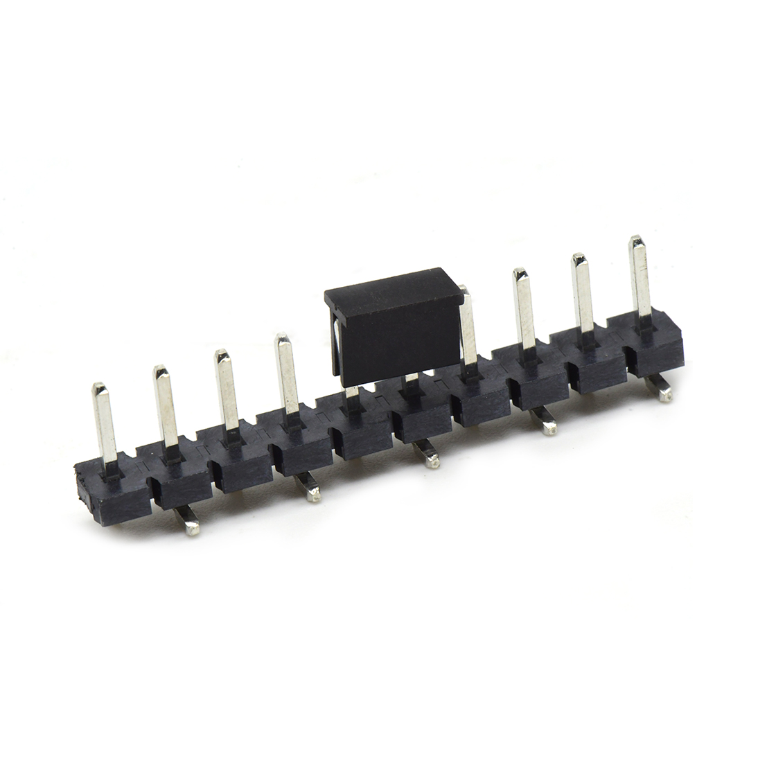 PH5081 排针连接器 Pitch 5.08mm 180° 单排针 CAP+SMT 第1P朝前 H2.5 PC8.64 10Pin 黑色 LCP，94V-0 镀雾锡