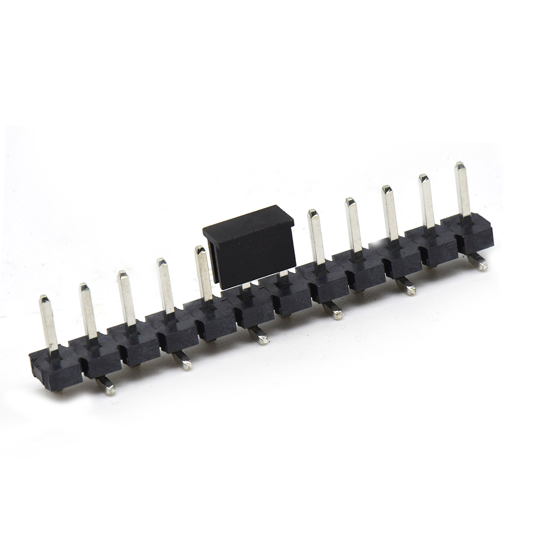 PH5081 排针连接器 Pitch 5.08mm 180° 单排针 CAP+SMT 第1P朝前 H2.5 PC8.64 12Pin 黑色 LCP，94V-0 镀雾锡