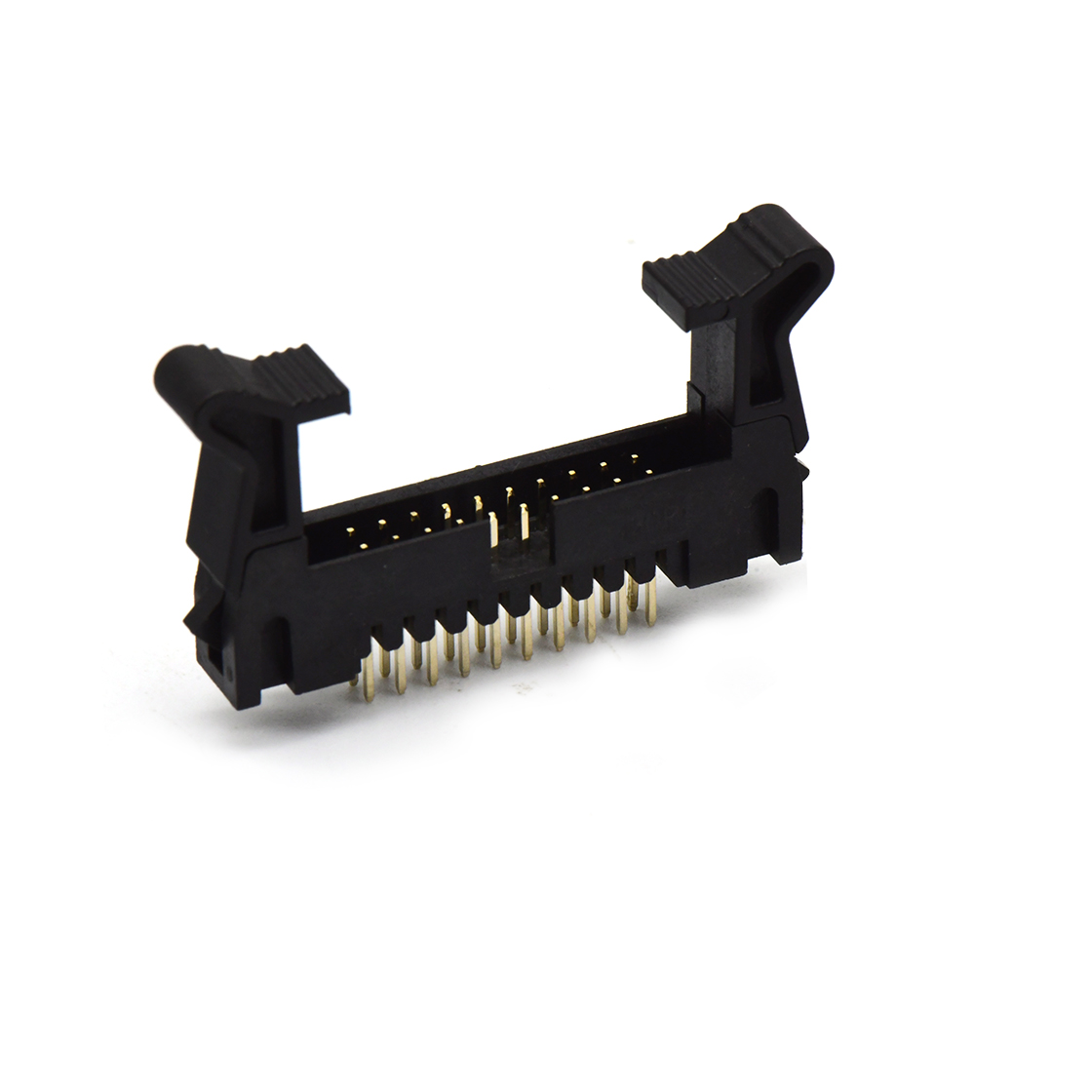 EJ2075 牛角连接器 Pitch 2.00mm 180° 双排 DIP 牛角 高耳 PC:3.0MM 2X10Pin 黑色 镀全金G/F