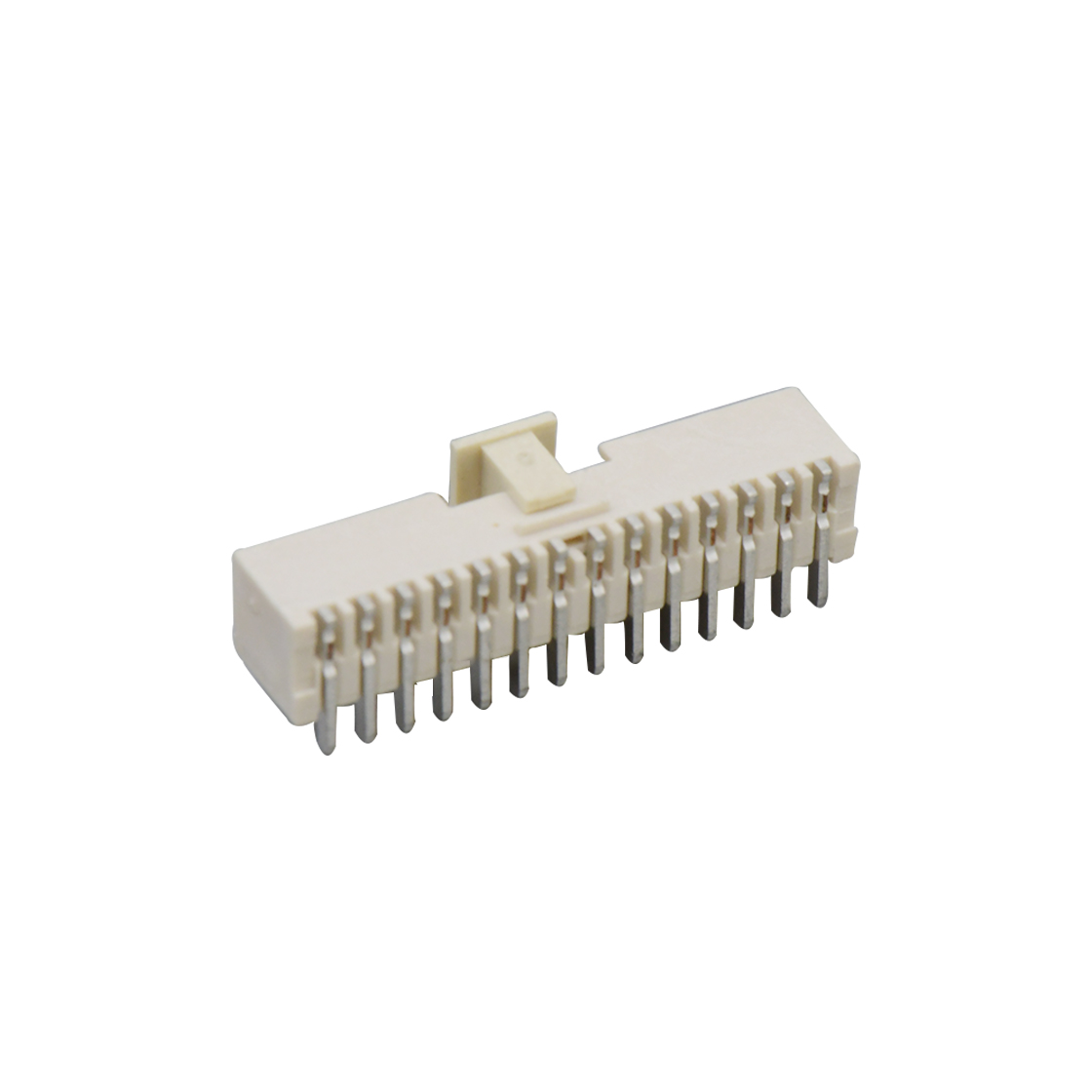 A1502线对板连接器Pitch 1.50mm 180°单排立贴带扣 Wafer 14Pin本色 镀雾锡