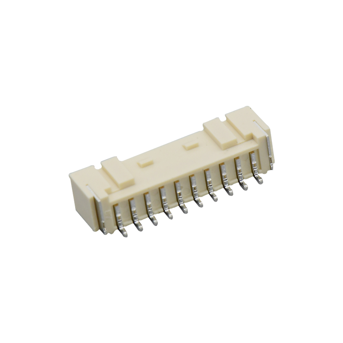 A2002线对板连接器Pitch 2.0mm 90°PA单排卧贴 Wafer 10pin 米黄色 PA10T,UL94V-0 镀亮锡
