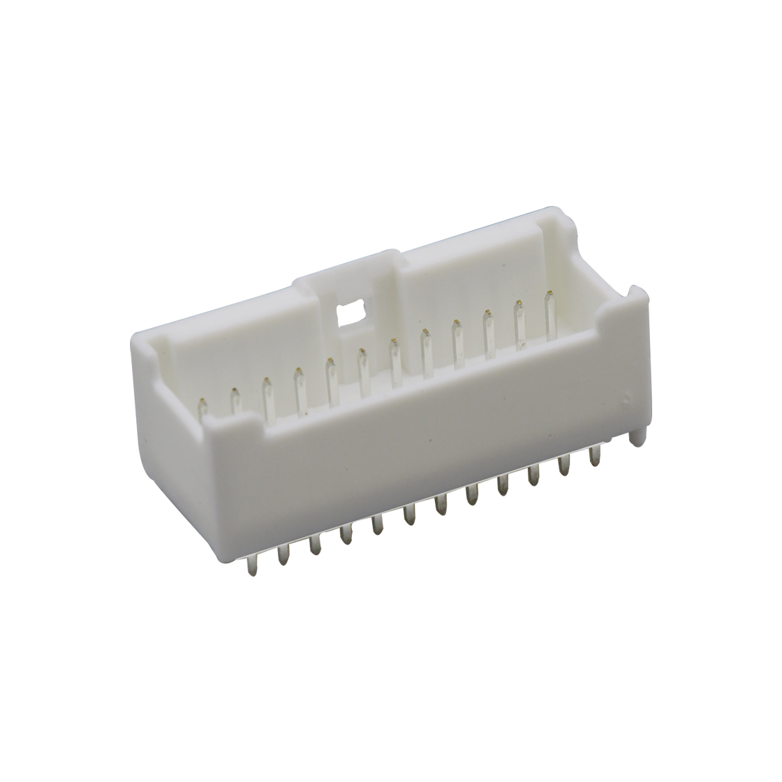 A2039线对板连接器Pitch 2.00mm 180°双排立插带柱带扣 Wafer 2X12Pin白色镀亮锡