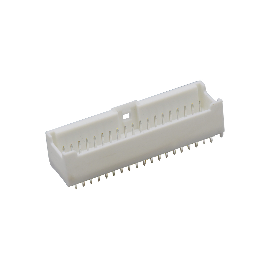 A2039线对板连接器Pitch 2.00mm 180°双排立插带柱带扣 Wafer 2X19Pin白色镀亮锡