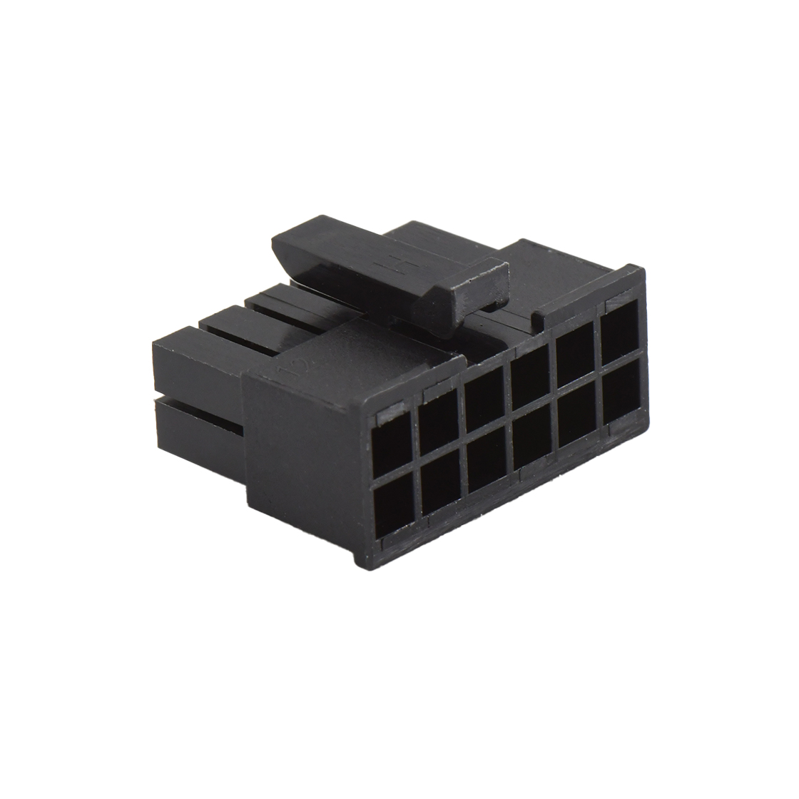 C3030线对线连接器Pitch 3.00mm双排带扣胶壳 2x6Pin黑色