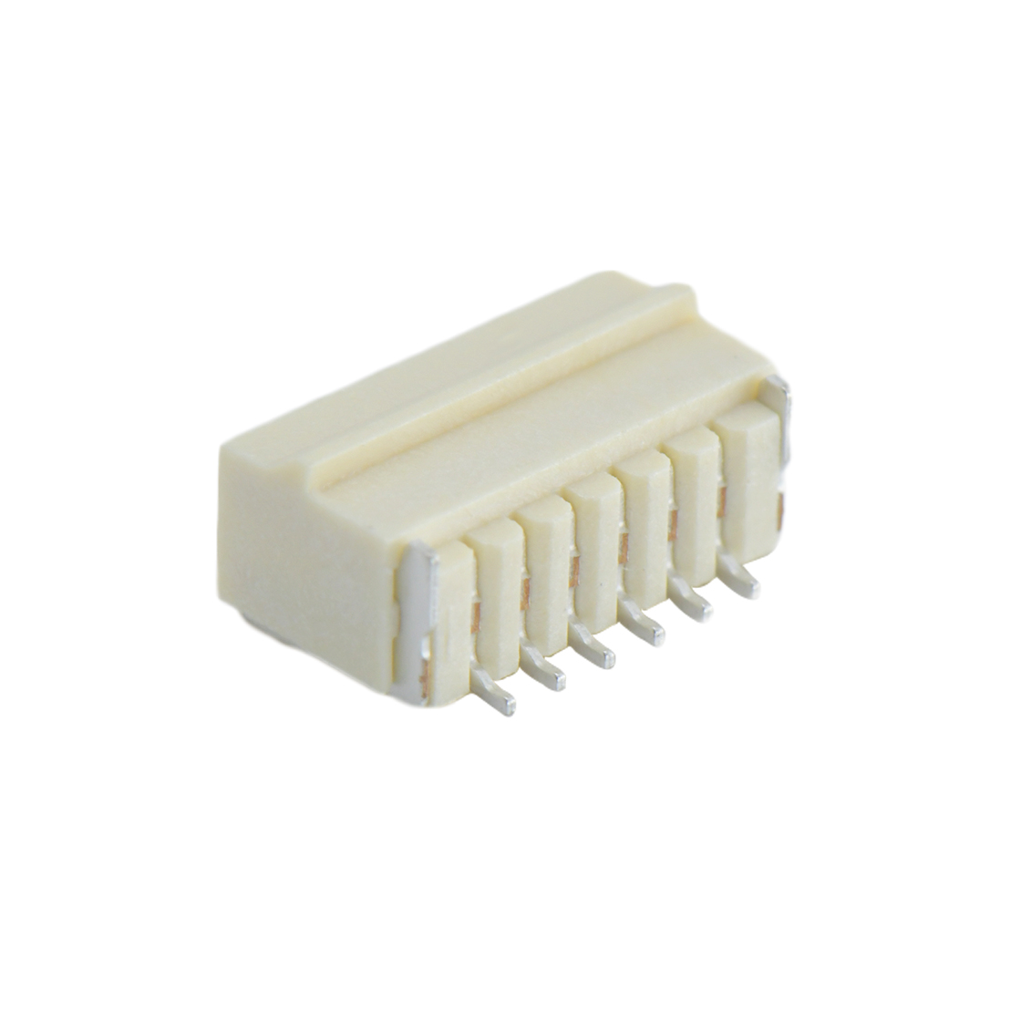 A1002线对板连接器Pitch 1.00mm 90° 单排卧贴带锁扣 Wafer 6Pin本色 镀雾锡
