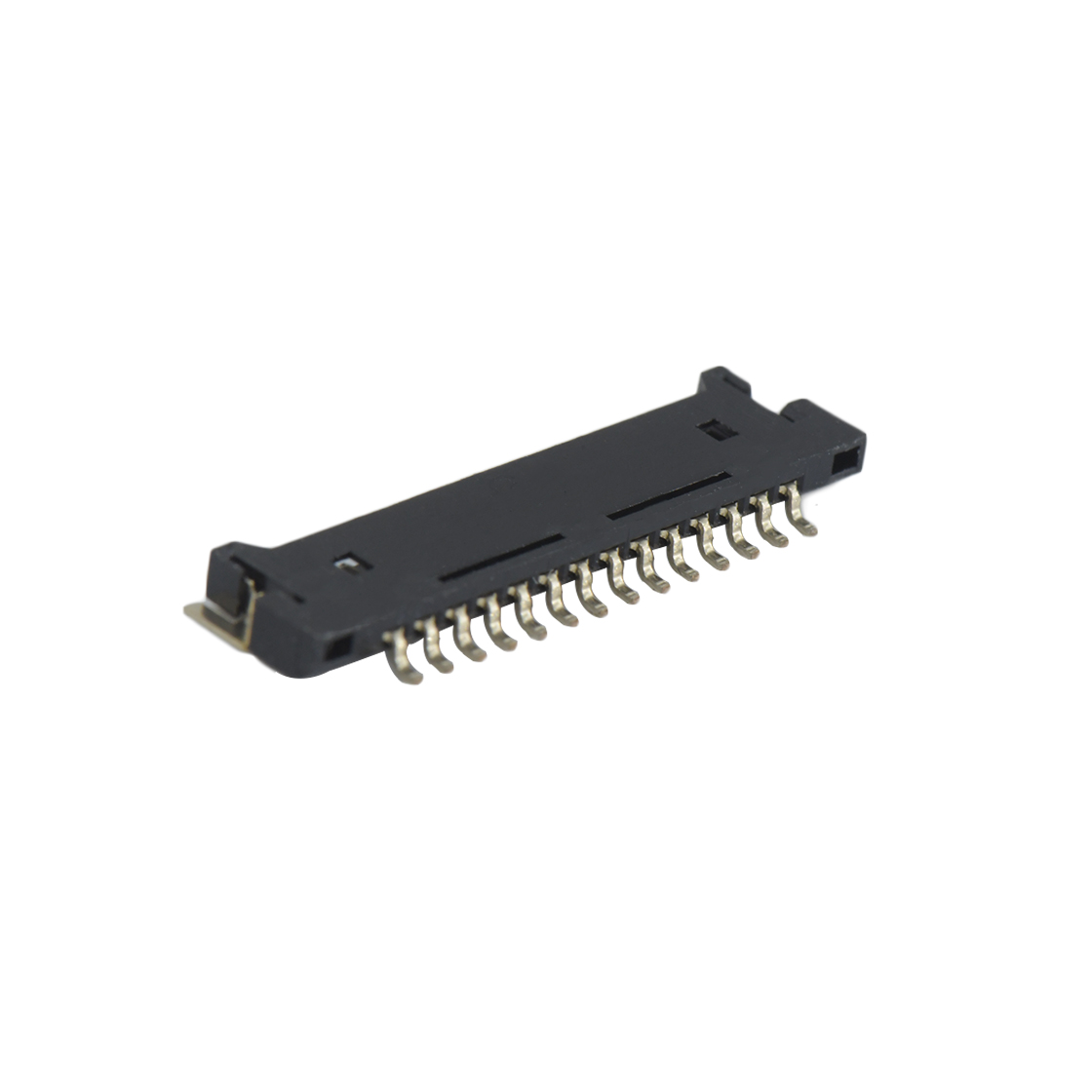 A1254线对板连接器Pitch 1.25mm 90° 单排卧贴Wafer 14Pin黑色 镀全金G/F