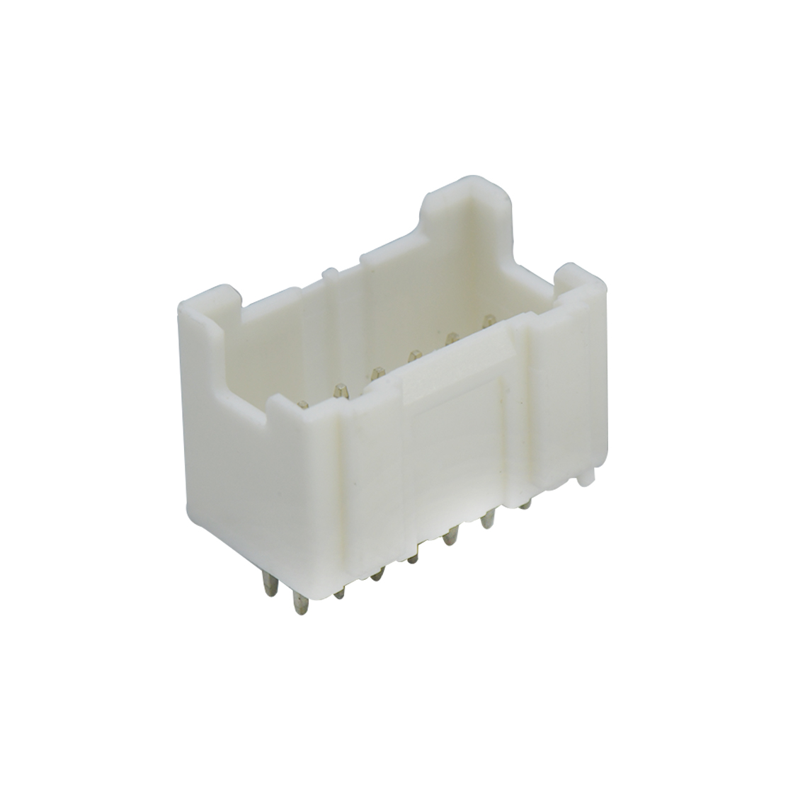 A2038线对板连接器Pitch 2.00mm 180°双排立插带柱 无LOGO Wafer 2X7Pin白色镀亮锡