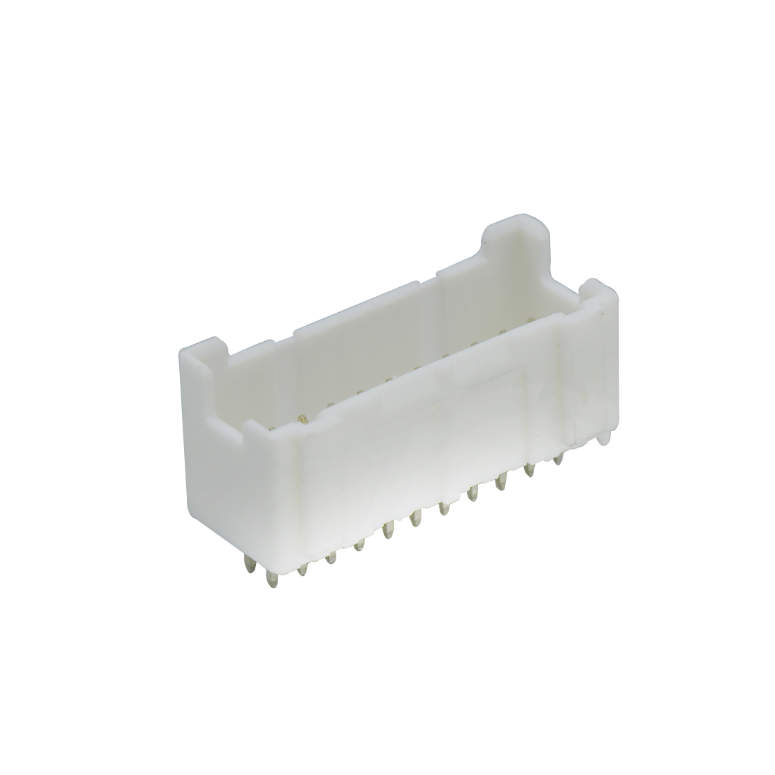 A2038线对板连接器Pitch 2.00mm 180°双排立插带柱 无LOGO Wafer 2X11Pin白色镀亮锡