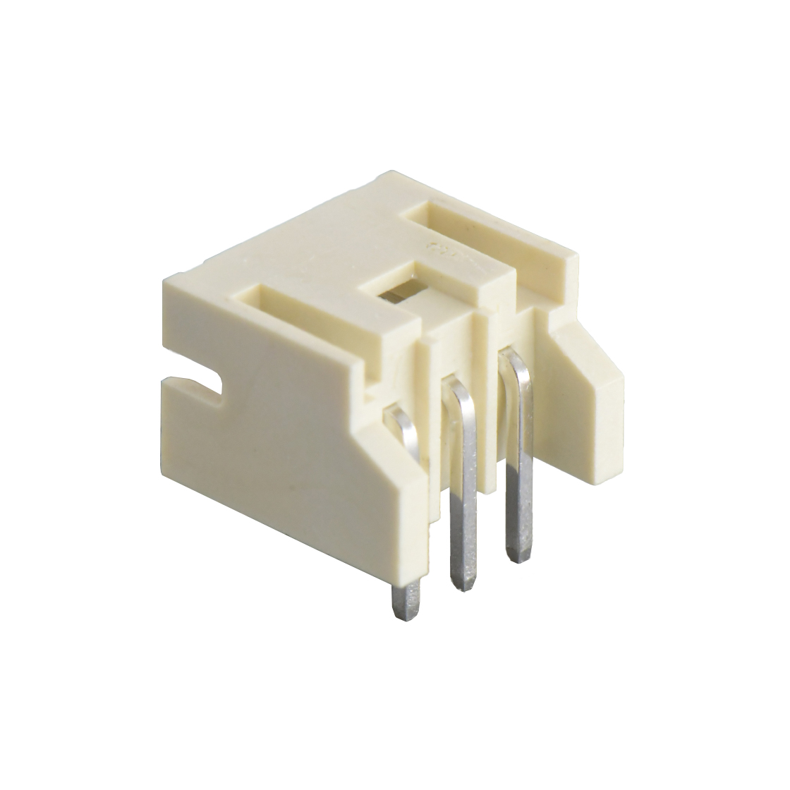 A2001线对板连接器Pitch 2.00mm 90°单排卧插带定位墙 Wafer 过通孔回流焊 3Pin本色镀亮锡