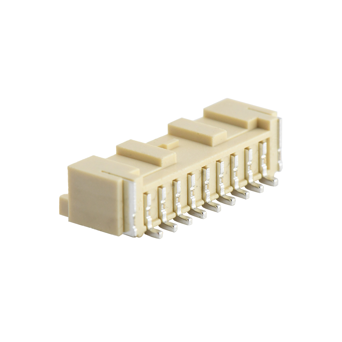 A2002线对板连接器Pitch 2.0mm 90°PA单排卧贴 Wafer 9pin 米黄色 PA10T,UL94V-0 镀亮锡