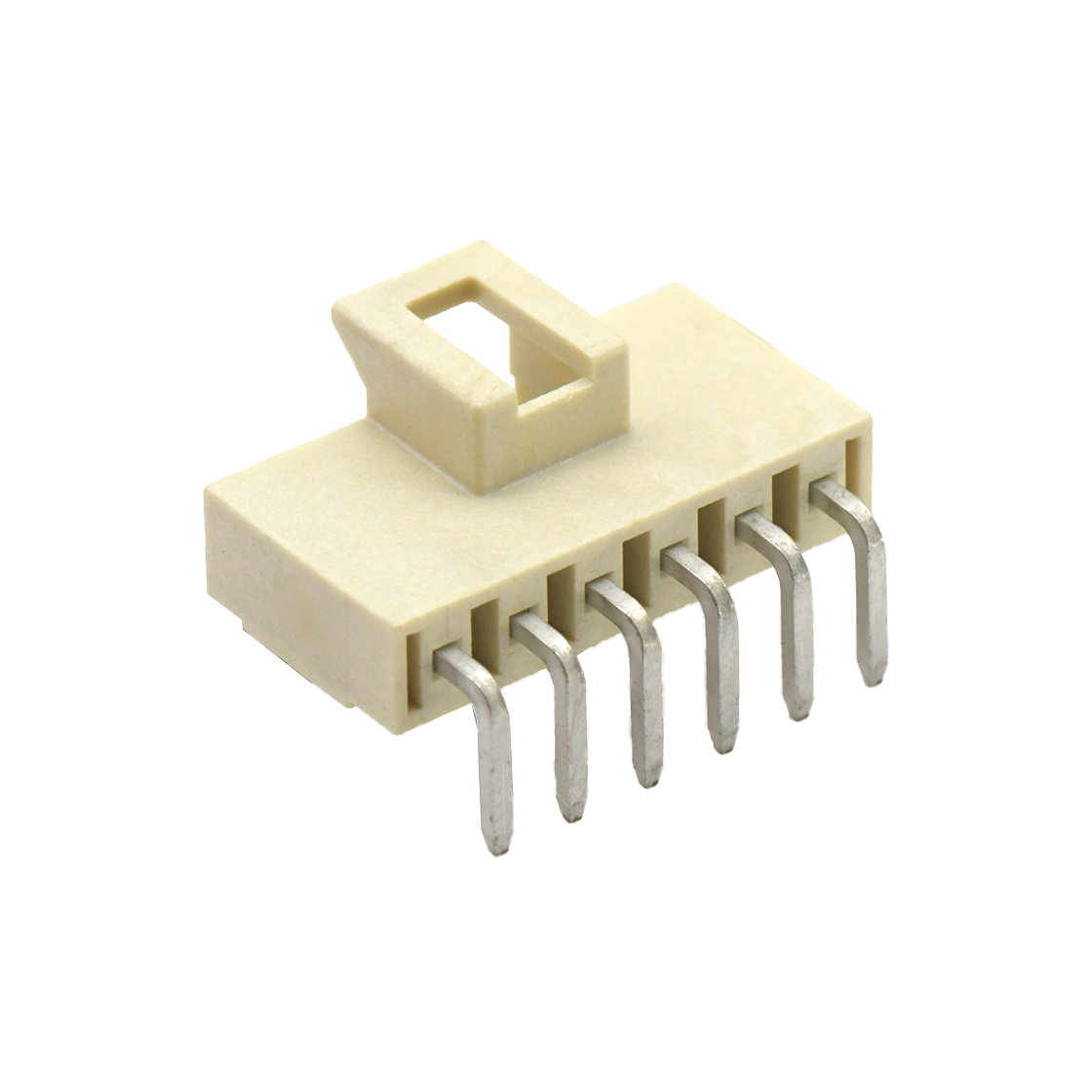 A2514线对板连接器Pitch 2.50mm单排90°带扣带定位柱 DIP型 Wafer 06Pin本色 LCP 94V-0