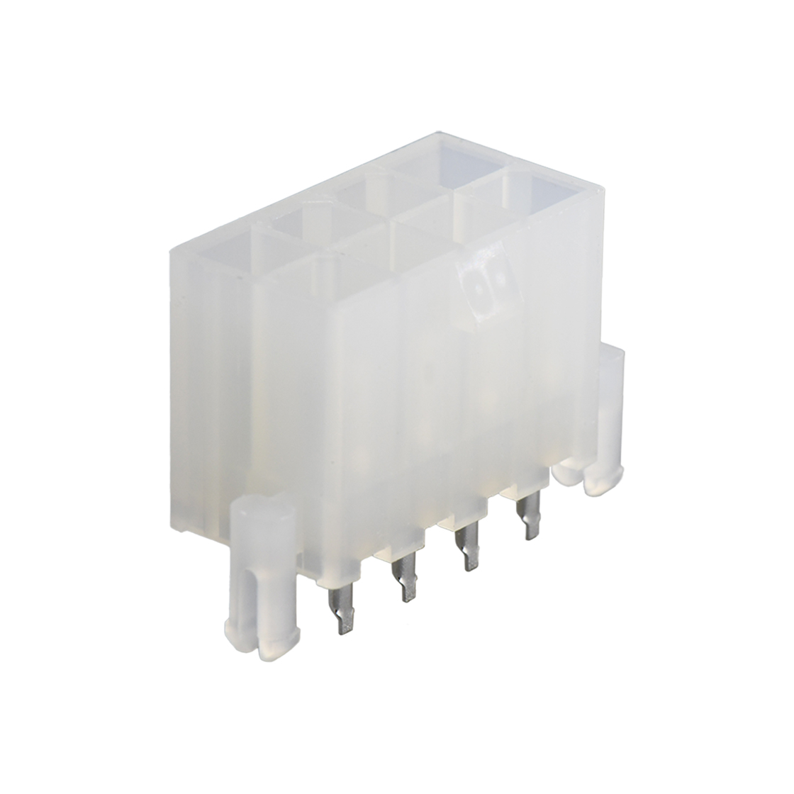 C4201线对线连接器Pitch 4.20mm双排 180°DIP Wafer 带双柱 空心针2X4Pin本色 亮锡