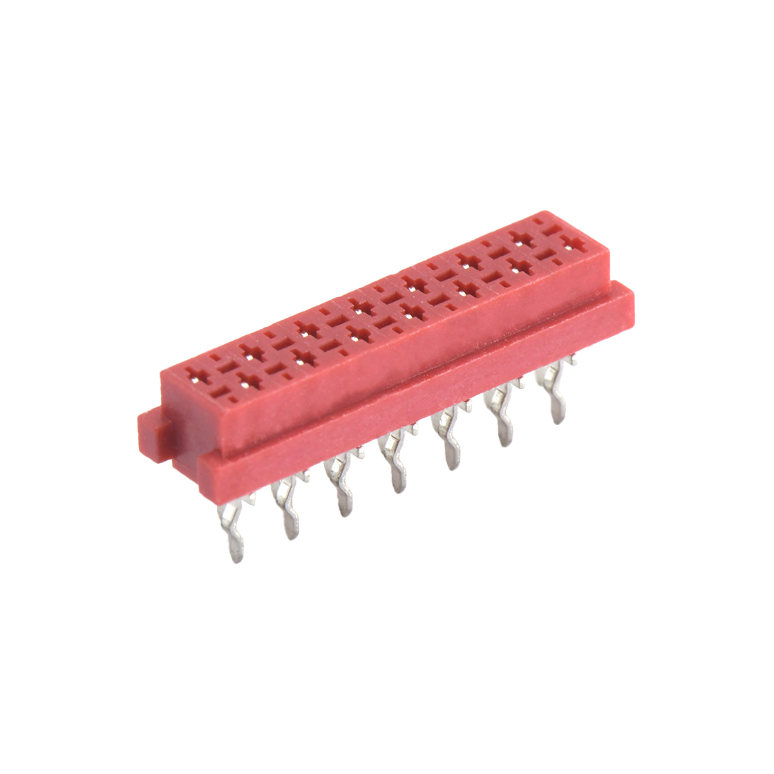 D1275 IDC连接器 Pitch 1.27mm 180° 双排 DIP IDC公座 2X07Pin 红色 镀亮锡