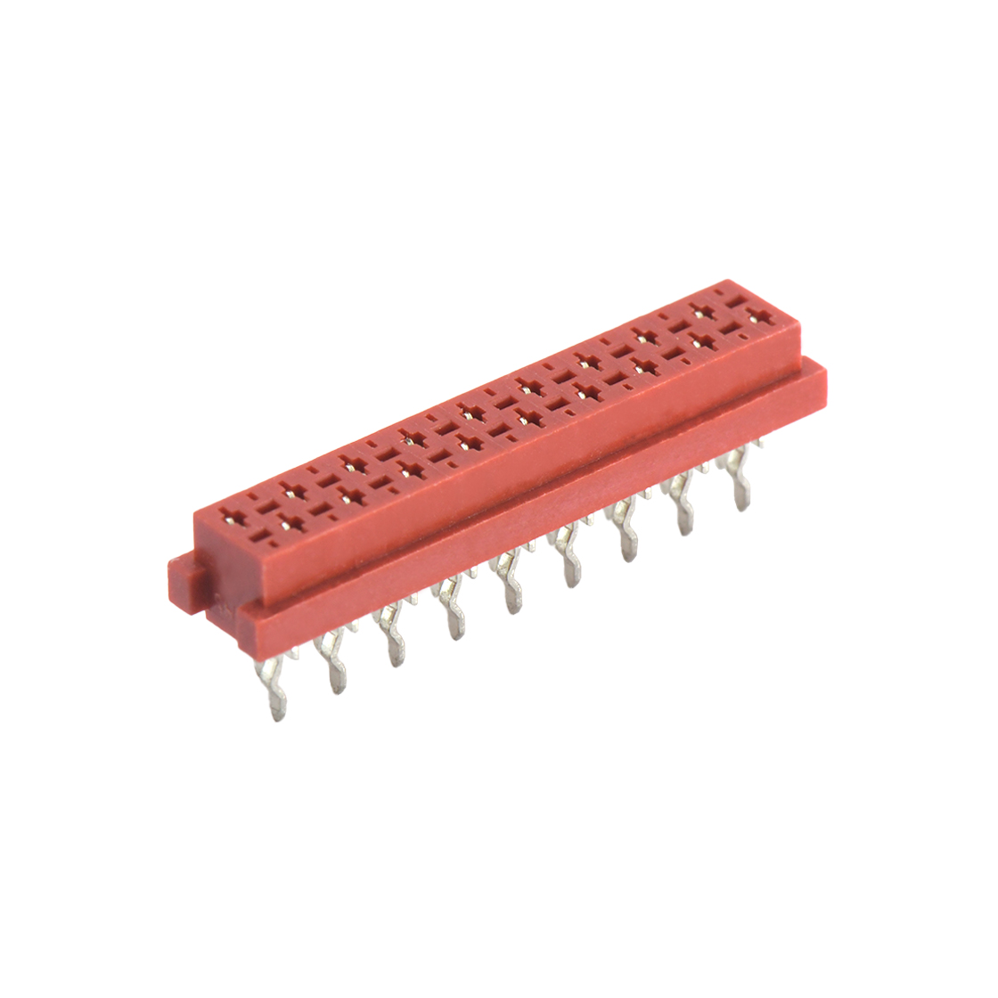 D1275 IDC连接器 Pitch 1.27mm 180° 双排 DIP IDC公座 2X09Pin 红色 镀亮锡