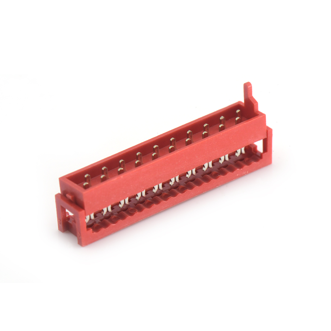 D1275 IDC连接器 Pitch 1.27mm 180° 双排 DIP IDC母座 2X10Pin 红色 镀亮锡