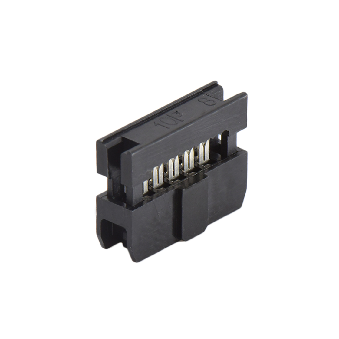 D2075 IDC连接器 Pitch 2.00mm 180°常规款双排 IDC 两件套 2x5P 黑色 PBT，94V-0 镀半金G/F