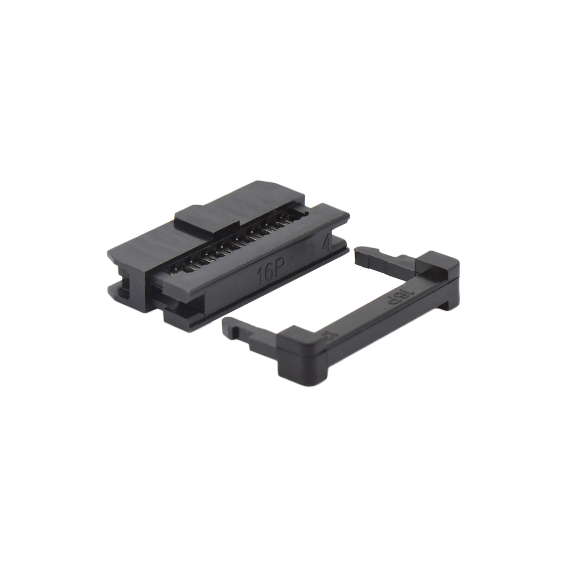 D2075 IDC连接器 Pitch 2.00mm 180°常规款双排 IDC 三件套 2x8P 黑色 PBT，94V-0 镀半金G/F