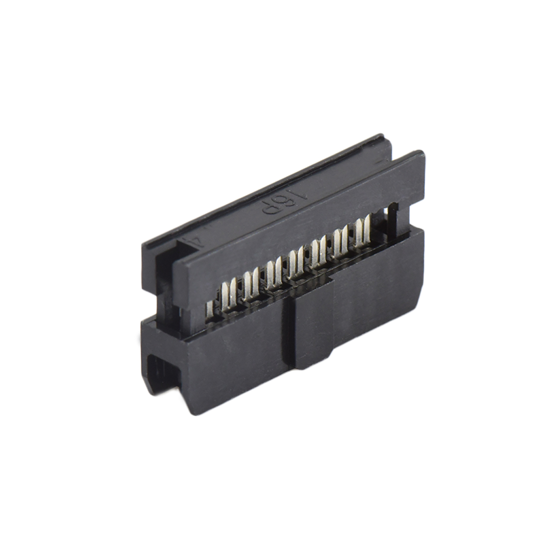 D2075 IDC连接器 Pitch 2.00mm 180°常规款双排 IDC 两件套 2x8P 黑色 PBT，94V-0 镀半金G/F