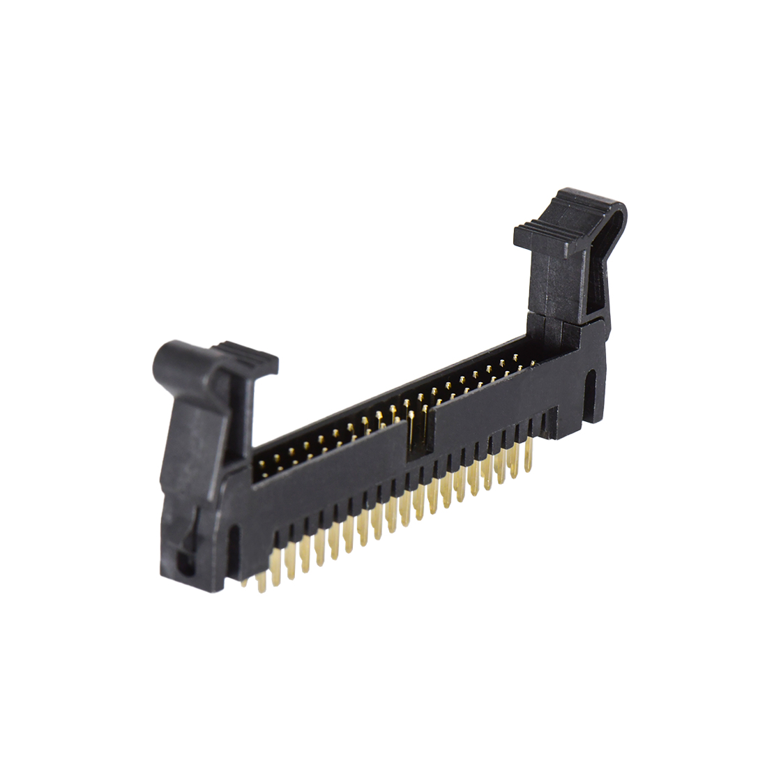 EJ2075 牛角连接器 Pitch 2.00mm 180° 双排 DIP 牛角 高耳 PC:3.0MM 2X20Pin 黑色 镀全金G/F