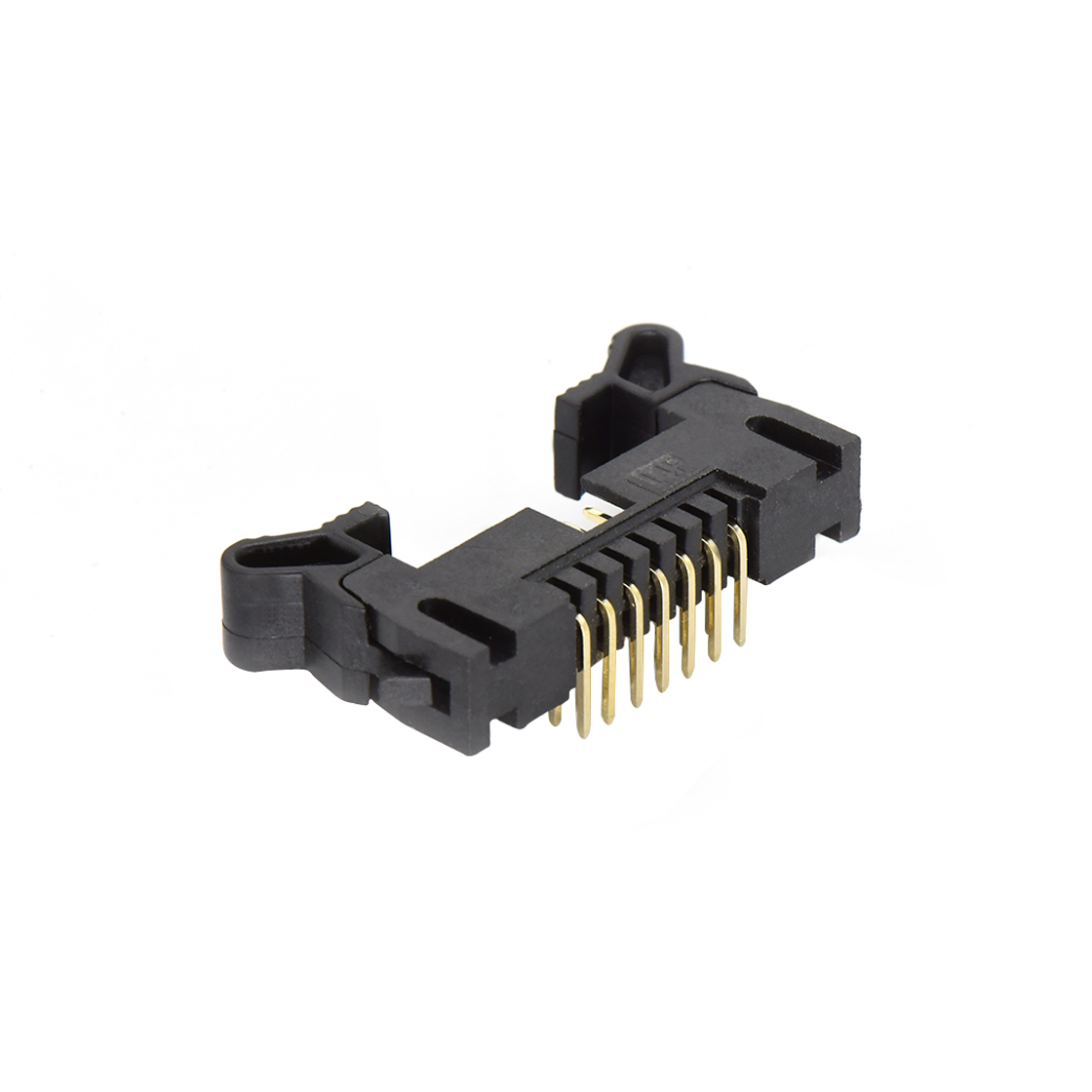 EJ2075 牛角连接器 Pitch 2.00mm 90° 双排 DIP 牛角 低耳 PC:3.0MM 2X07Pin 黑色 镀全金G/F