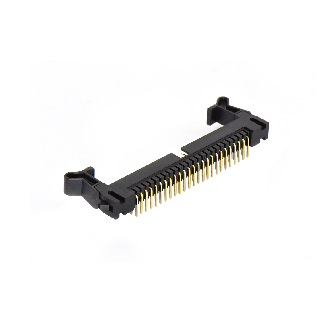EJ2075 牛角连接器 Pitch 2.00mm 90° 双排 DIP 牛角 高耳 PC:3.0MM 2X25Pin 黑色 镀全金G/F