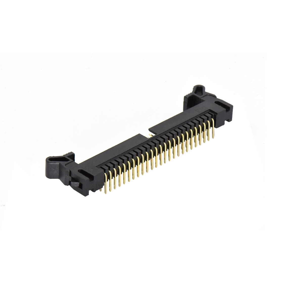 EJ2075 牛角连接器 Pitch 2.00mm 90° 双排 DIP 牛角 低耳 PC:3.0MM 2X25Pin 黑色 镀全金G/F