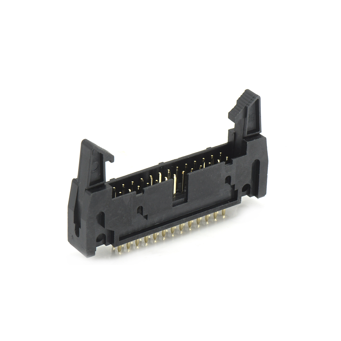 EJ2553 牛角连接器 Pitch 2.54mm 180° 双排 DIP 牛角 PC:3.60MM 2X13Pin 黑色 镀全金G/F