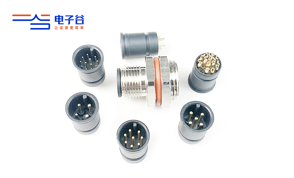 电子谷M12后锁面板式防水连接器：设备面板接线的稳固担当